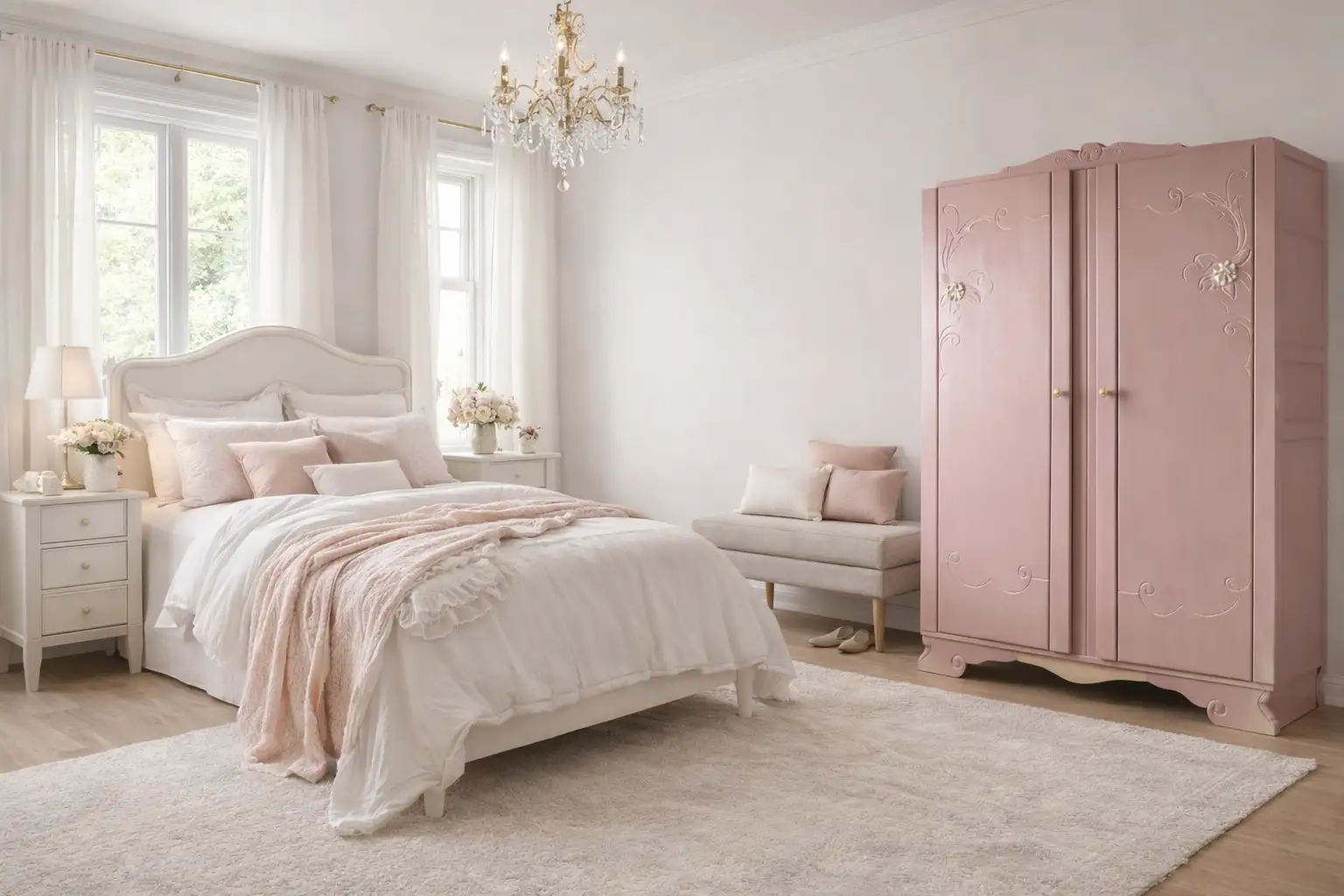 Armoire rose