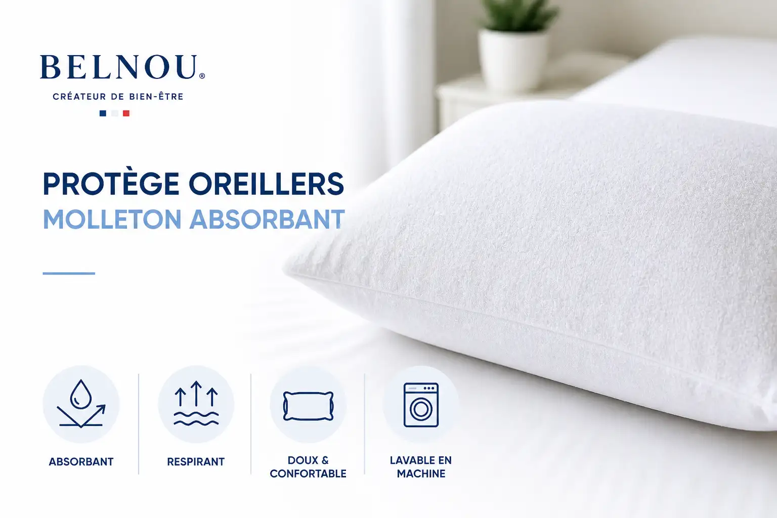 Protège oreillers Molleton absorbant