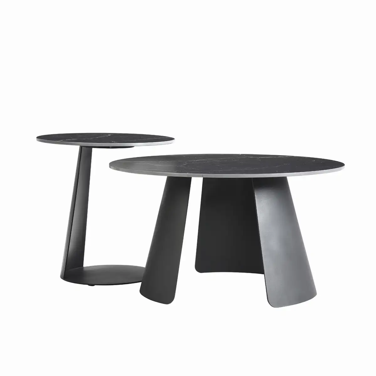2 tables gigognes noir marbré