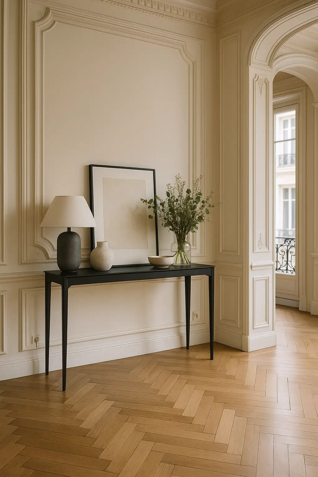 Console céramique noir marbré
