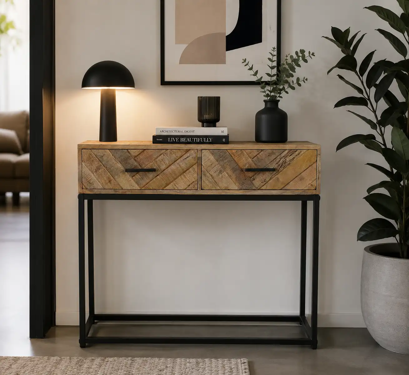 Console manguier blanchi
