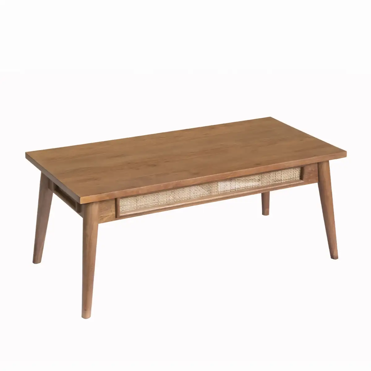 Table basse acacia et cannage