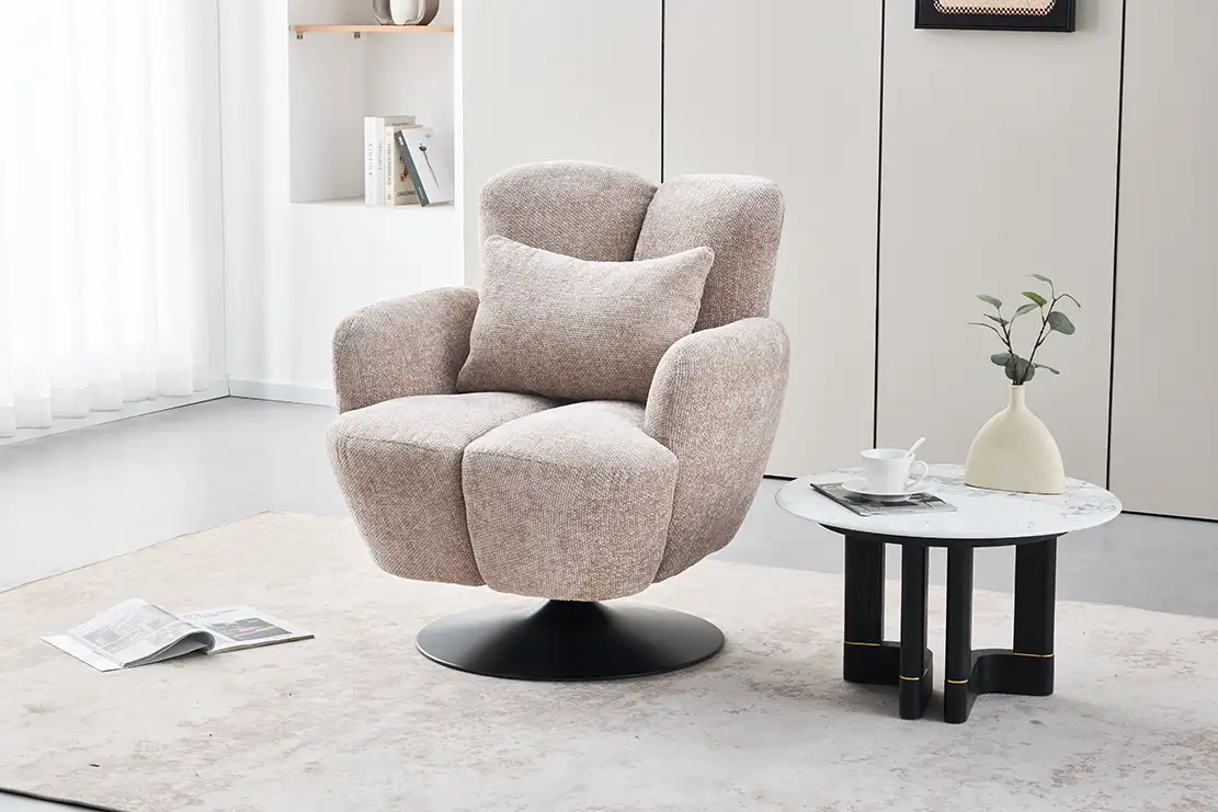 Fauteuil pivotant bouclé