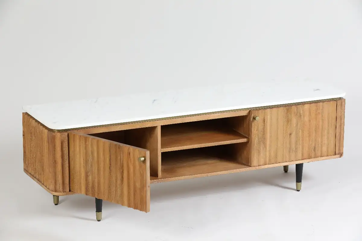 Meuble TV manguier et marbre