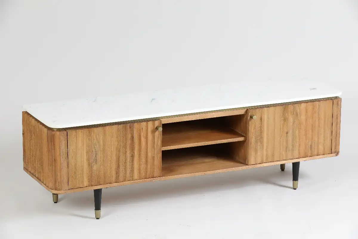 Meuble TV manguier et marbre