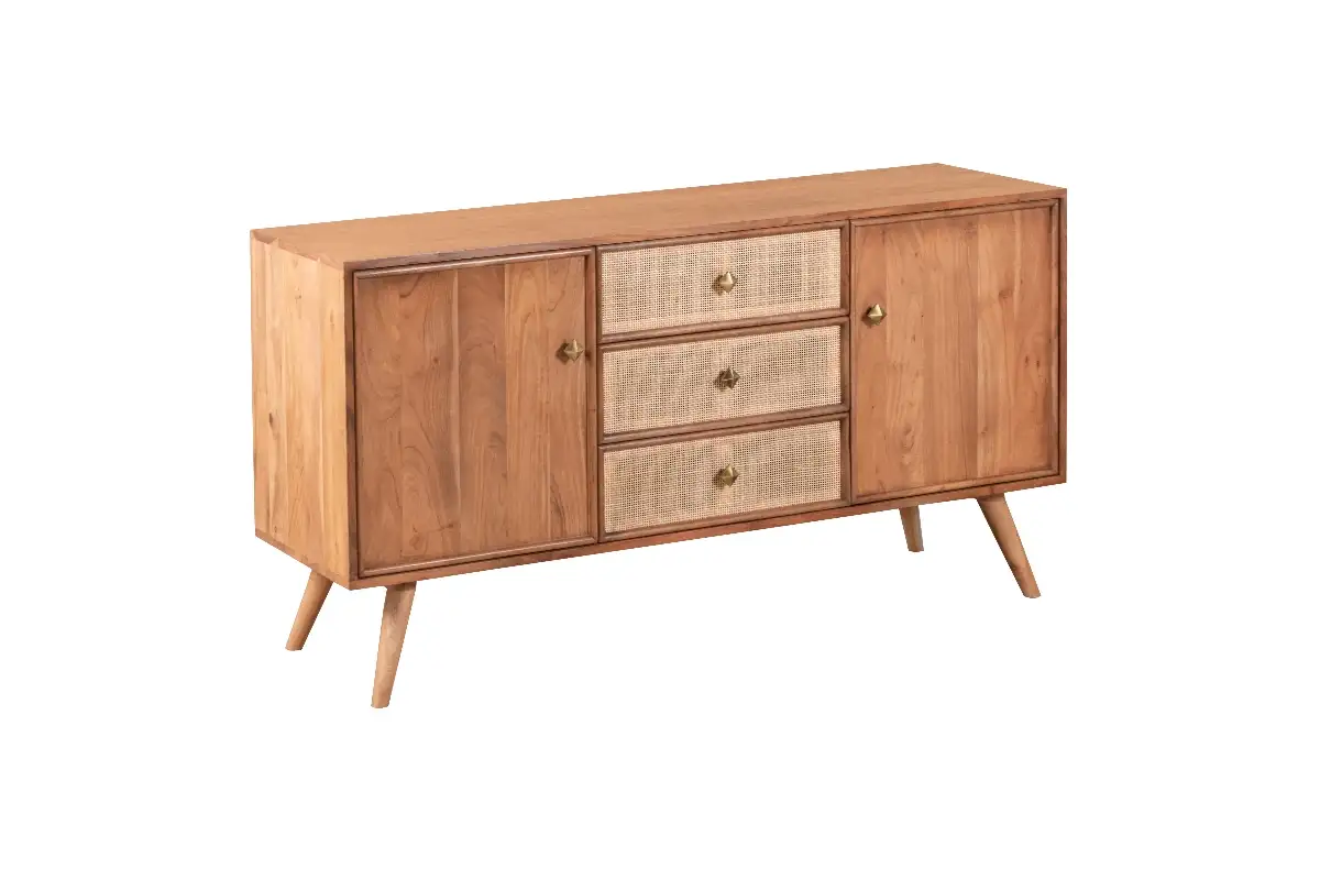Buffet acacia et cannage